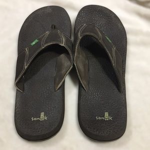 SANUK Men Leather Flip Flops Size 13